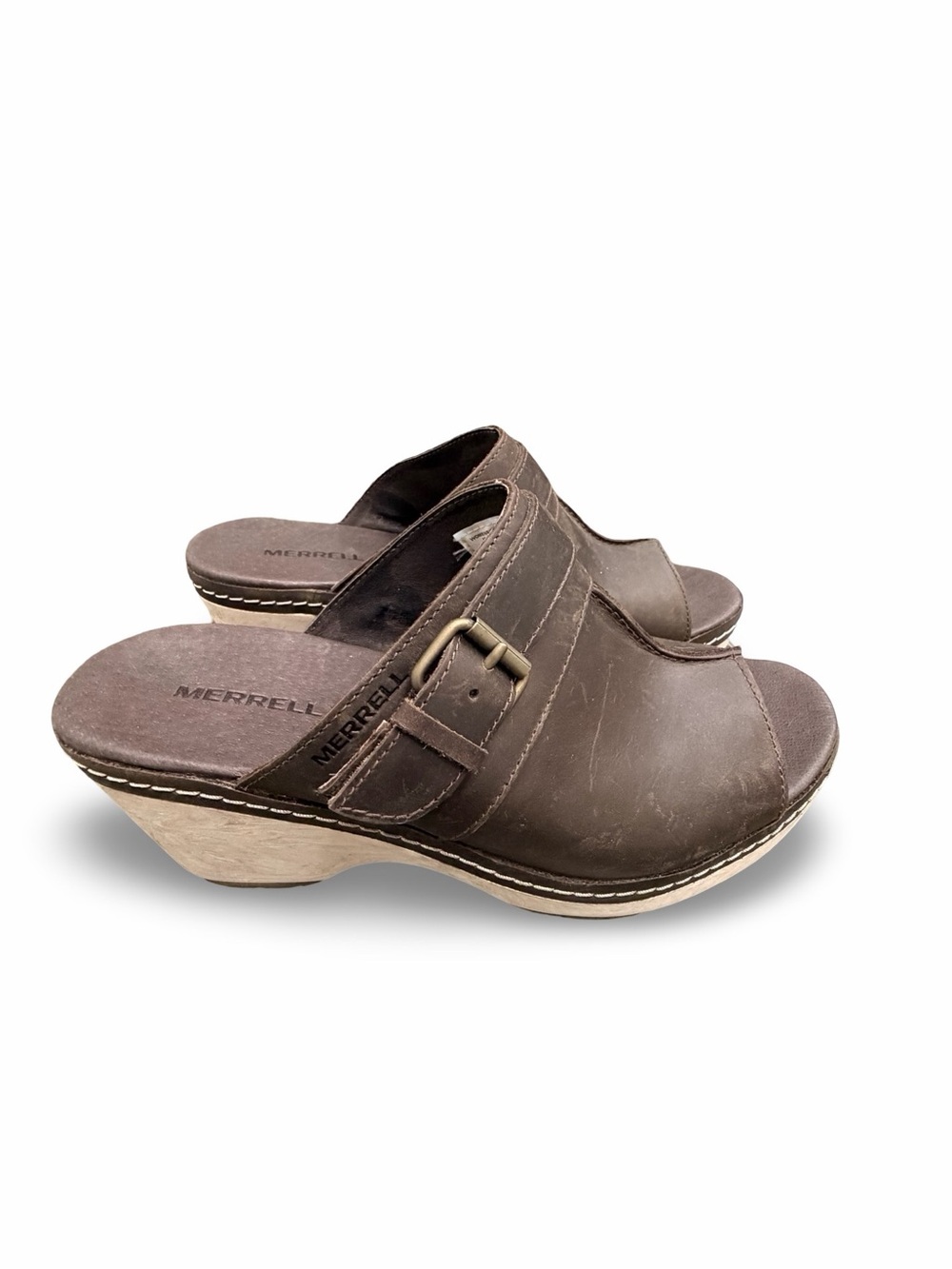 Merrell Halendi Brown Slide Wedge Sandals Size 8- NWOT